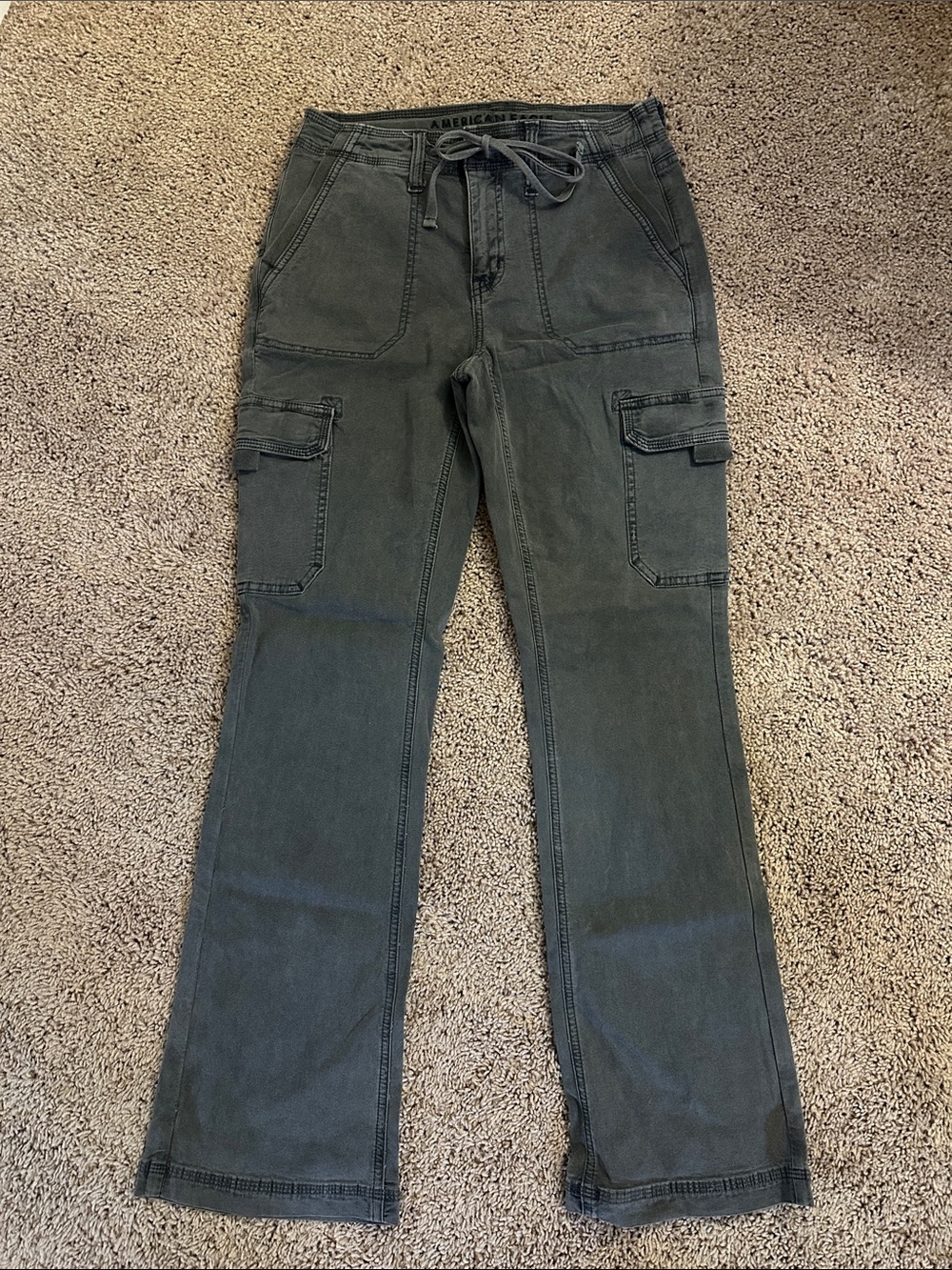 American Eagle Outfitters Women’s Olive Cargo Straight Leg Jeans